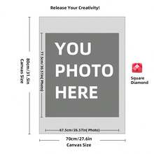 Kit di pittura a diamante personalizzata su misura per adulti, fai da te 5D, arte con punti a forma rotonda/quadrata, con foto, testo e disegno personalizzato, in varie dimensioni (20x25cm), decorazione personalizzata per la casa (Punti rotondi, 30x40cm), kit per adulti, decorazione con pittura a diamanti 5D
