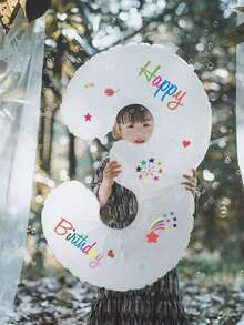 1pc32 Inch White Birthday Digital Smiling Face Daisy Aluminum Film Balloon Baby Birthday Photo Prop Digital Decoration Internet Celebrity Sun - Multicolor - View 10