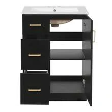 MERAX 24" Modern Bathroom Vanity With Sink, Small Bathroom Sink Cabinet With 2 Drawers And Soft-Closing Door, Under-Mount Sink Bathroom Cabinet With Drawers, Black - 黑色 - 查看 8