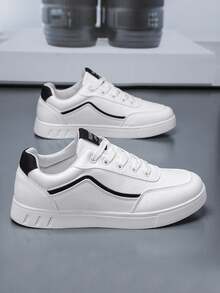 Tenis de hombre de skate en oferta, tenis para hombre de cuero baratos y de calidad, tenis hombre de skate con agarre firme, zapatos para hombre tenis hombre ideales para skaters y diario - Blanco - Ver 3