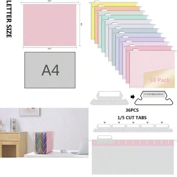 Local Delivery 50pcs Hanging File Folders Pastel Colo Letter Size With 1 5 Adjustable Cut Tabs Assorted 12 Styles Drative Drawer Desk And Cabinet Use