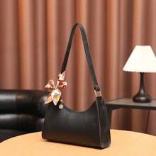 Women's Casual Fashionable Crescent Shoulder Bag, Comes With Exquisite Scarf, Versatile Minimalist Underarm Bag - Black - View 5