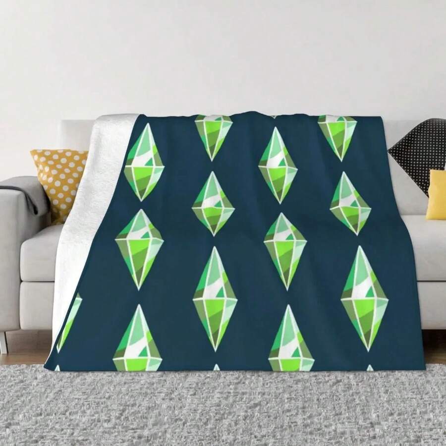 Sims 4 Plumbob Throw Blanket Stuffeds Halloween Decorative Blankets#Color_plum,Size_150X200CM - 黑色 - 查看 1
