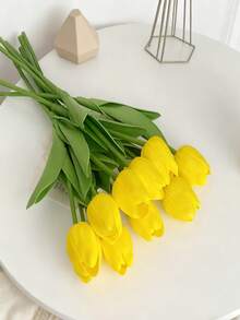 1 szt./2 szt. Sztuczne kwiaty tulipanów w kolorze żółtym, realistyczne, idealne do wiosennej dekoracji domu, nowoczesnego pokoju w stylu nordyckim, biurka, prezentu na walentynki, dekoracji wielkanocnej, centralnego elementu weselnego, prezentu urodzinowego, dekoracji domu, salonu/sypialni, sztucznych roślin, pokoju, biurka, dekoracji ogrodu, dekoracji pokoju, walentynek, prezentów urodzinowych i ukończenia szkoły - Żółty - Zobacz 2