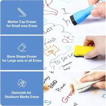 4 PACK Magnetic Dry Erase Board Sheet Fridge, 12 Inchx8 Inch Erasable Refrigerator WhiteBoard/ 6 Markers 1 Eraser - Smooth And Flexible Small Magnet Blank Notepad Home Kitchen Organizer And Planner - 2 - 查看 4