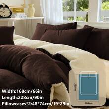 Bộ chăn ga gối đệm 2/3 món, Bộ chăn ga gối đệm, Bộ chăn ga gối đệm màu trơn, Trang trí phòng ấm cúng, Bộ chăn ga gối đệm mềm mại và ấm áp, Bộ chăn ga gối đệm thân thiện với da, Dòng sản phẩm màu trơn, Dễ chăm sóc, Bộ chăn ga gối đệm mùa thu đông cho phòng khách và phòng ngủ, Phù hợp với mọi kích thước giường - Giường đôi, Giường đôi lớn, Giường cỡ Queen, Giường cỡ King, 1 vỏ chăn và 1/2 vỏ gối, Đồ dệt gia dụng, Quà tặng chăn ga gối đệm, Có thể giặt bằng máy - Màu nâu Sô-cô-la - Xem 8