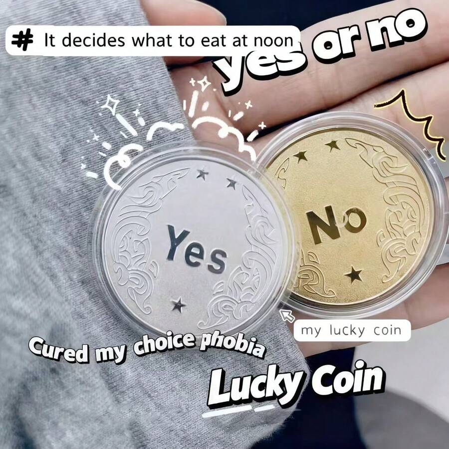 YES/NO Decision Coin, Lucky Coin, Novelty Item To Solve Indecision, Gold & Silver Commemorative Coin - Multicolor - View 1