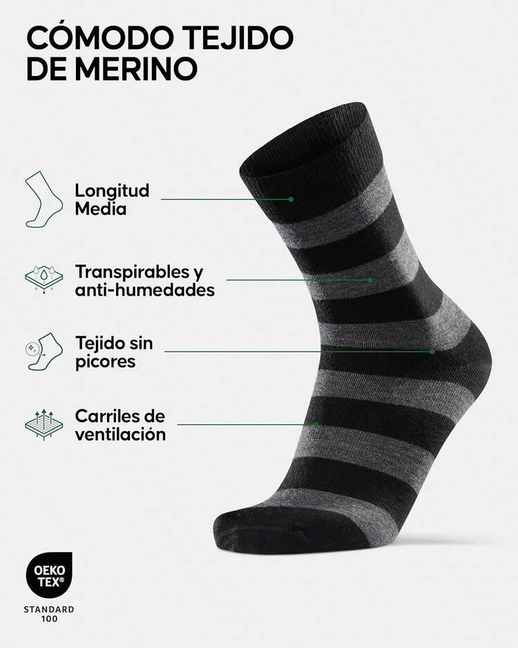 DANISH ENDURANCE Calcetines de Lana Merino Ligera, Calcetas Clásicas de Vestir, Corte Ejecutivo, 3 Pack - Azul Marino Oscuro - Añade 7