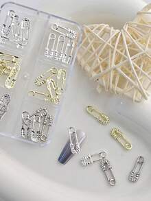 6 grile aliaj Pin unghii arta farmecele decorațiuni 3D lux argintiu auriu Pin în formă de bijuterii DIY manichiură modele consumabile