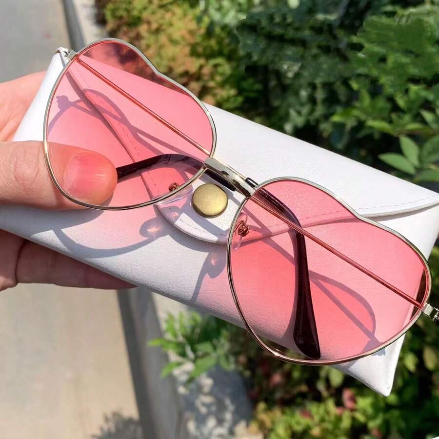 Heart-Shaped Sunglasses, Dark Glasses For Girls And Small Children. - Hồng - Xem 1