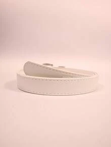 Cinto Feminino 2.3CM com Fivela Prateada Gravada Estilo Retro e Elegante - Branco - Visão 5