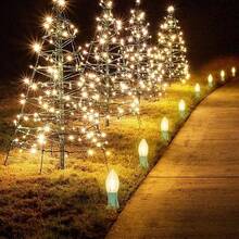 C9 Christmas Lights Outdoor 2 Packs Total 51.4 Ft 40 Bulbs Christmas Pathway Lights Waterproof Walkway Lights For Outside Driveway Sidewalk Outdoor Decorations Yard Clear - 暖白 - 查看 5