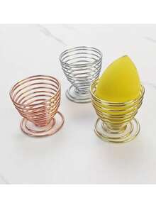 1/2 piezas Soporte de acero inoxidable creativo para secar esponjas de maquillaje, herramienta de belleza simple para almacenar y organizar las borlas cosméticas - Multicolor - Ver 3