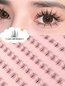 Asiteo 120片 C型卷翘自粘“野猫”下睫毛，柔软自然，适合新手，浓密卷翘，甜美个性百搭，色彩鲜艳，可爱清新卡通系列分段式下假睫毛
