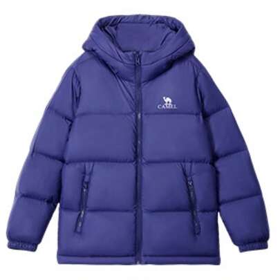 CAMEL CROWN Outdoor Kinder Daunenjacke, neue warme Winterjacke mit Kapuze für Mädchen, aufgeplusterter Daunenmantel.