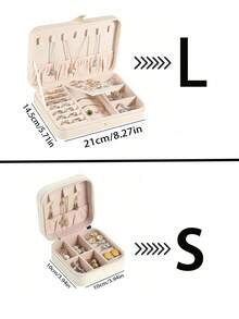 1个旅行双层首饰盒，PU皮革首饰收纳盒，按扣式首饰整理盒，便携式旅行首饰展示盒，多隔层首饰收纳盒，可收纳戒指、吊坠、耳环、项链等，适合海滩、浴室、卧室等场所，是送给女性的时尚礼物、生日礼物、万圣节礼物、圣诞节礼物的理想之选。 - 彩色 - 查看 9