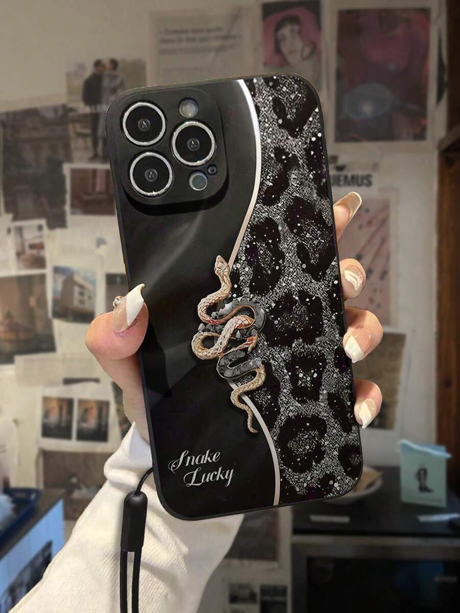 创意时尚蛇纹彩绘腕带防震手机壳，兼容 17 Pro/17 Air/17/17 Pro Max/16/11/16 Pro/16 Plus/16 Pro Max/16 e/15 Pro Max/13/14/12/XS/XR/7G/8P，兼容三星Galaxy S25/S25 Plus/S25，国际版，非国内版