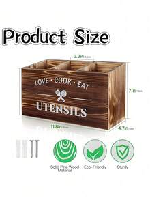 1 Brown Utensil Holder, Kitchen Utensil Rack, Storage Rack With 3 Compartments, Rustic Farmhouse-Style Wooden Cutlery Organizer For Kitchen Countertops, Ideal For Sorting And Storing Knives, Forks, Spoons, Spatulas, And Other Kitchen Tools. Kitchen Utensil Organizer, Wooden Compartmentalized Storage Box, Wall-Mounted Kitchen Organizer, Multi-Section Sorting, Miscellaneous Storage Box, Desktop Organizer, Solid Wood Construction, Kitchen Essentials, Kitchen Must-Haves, Kitchen Storage Solutions, Kitchen Organization. - 彩色 - 查看 2