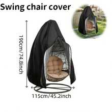 800D Outdoor Egg Chair Cover With Zipper, Durable Polyester Material, Black/Grey, Suitable For Patio, Garden, Balcony, Hanging Egg Chair Cover | Outdoor Patio Decor - Multicolor - View 11