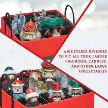 Caja de almacenamiento coleccionable para cascanueces y cifras de Navidad, almacena cascanueces de hasta 9 a 16 pulgadas de alto, adornos y ms, organizador de decoracin navidea con divisores - Rojo - Ver 5