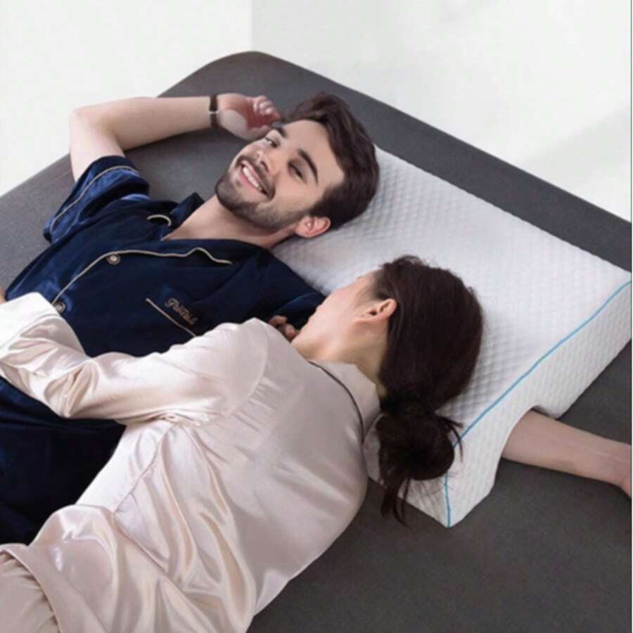 Couple's Zero Pressure Memory Foam Pillow, Slow Rebound Without Hand Imprint, Aids Sleep, Dual-Person Memory Foam Pillow - White - View 1