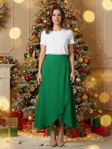 Polka Dot Wrap Pareo Skirt - Green Flag - View 1