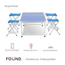 Found Picnic Folding Table And Chairs - Blue - View 1
