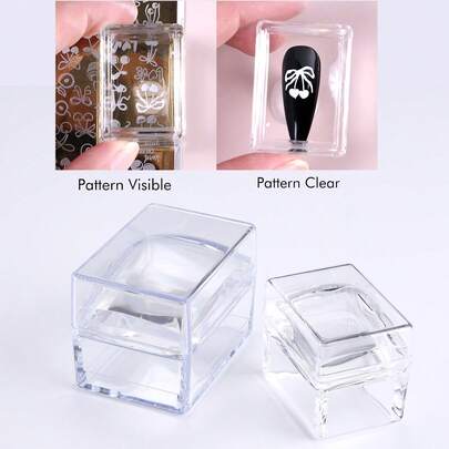 1个可擦拭方形硅胶印章，带刮刀，大小号高透明度多功能转印钢板美甲工具 - 适用于美容院和个人使用，沙龙设备，设计紧凑，表面光滑，DIY美甲
