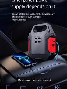 Arrancador de coche 2 en 1 con compresor de aire, cargador de batería de coche de 600A pico con compresor de aire a 150PSI, caja de arranque de 12V para batería de coche (hasta 2,64 galones de gasolina o 2,25 galones) con luz LED de emergencia, batería externa, bolsa de almacenamiento de cuero