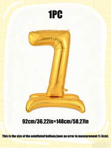 1pc 60-Inch Giant Standing Foil Number Balloon, Gold/Silver/Rainbow Color 0-9 Base Digit Balloons Suitable For Birthday Party, Anniversary, Event, Storefront Display, Family Gathering Decoration - Multicolor - View 37