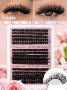270Pcs Individual Lash Clusters High Capacity 60D+80D+100D D Curl 10-18mm DIY Lash Clusters Natural Look&Extra Thick&Wispy&Ultra Soft&Super Light Reusable Individual Segmented False Eyelashes Eyelash Extension Kit With Makeup Tools Bond And Seal&Lash Tweezers For Self Use At Home Or On-The-Go For Daily Life&Wedding&Dating&Party&Music Festival&Halloween - màu đen - Xem 4