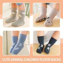 5 Pairs Spring And Autumn Children's Floor Socks, Soft And Comfortable With Anti-Slip Patterns. Cartoon Boy's Mid-Calf Socks - Multicolor - View 5