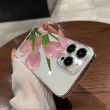 Funda de teléfono: Funda de teléfono transparente con patrón de tulipán y impresión UV para iPhone 16/ 16Plus/ 16Pro/ 16ProMax 13/ 13Pro/ 13ProMax 12/ 12Pro/ 12ProMax 11/ 11Pro/ 11Pro Max 7/ 8 X/ xs - Estilo 1 (1 pieza) - Ver 2
