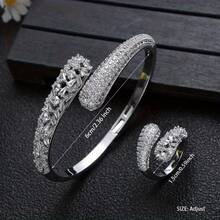 1 Set Snake-Shaped Bracelet & Ring Set, Elegant & Charming For Daily, Commute, Party, Wedding, Adjustable Design, Great Gift For Girlfriend, Best Friend - Multicolor - View 6