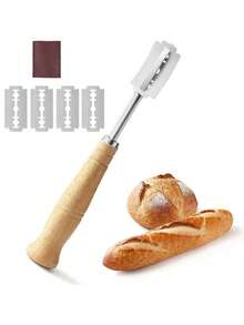 Pisau Pemotong Adonan Roti, Pisau Pemotong Adonan Roti Stainless Steel, Alat Pemotong Adonan Roti Premium, Alat Pemotong Roti dengan 5 Mata Pisau Cukur - MultiWarna - View 1