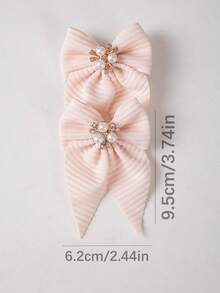 10pcs Girls Pearl Rhinestone Fabric Bow Hair Clips, Minimalist Side Bangs Clips, Alligator Hair Clips, Back To School Hair Accessories, Suitable For Daily Use - Multicolor - View 6