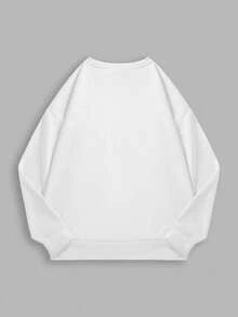 2026 Automne et Hiver Sweat-shirt à capuche blanc ample personnalisé pour femmes avec nœud devant et imprimé de lettres, style de fête mignon - Blanc - Voir 5