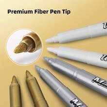 3pcs/6pcs Set Gold, Silver And White Metal Marker Pens, Medium Tip Metal Markers, Suitable For Crafting, Black Card Art, Doodling, Handmade Projects And Scrapbooking Decoration. - Multicolor - View 4