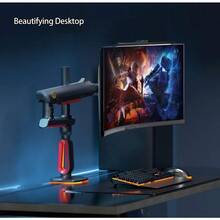 Gaming Monitor Arm For Flat/Ultrawide/Curved Monitors 32 To 60 Inch Heavy Duty Monitor Stand Load Up To 20 Kg VESA 75/100 Mm Monitor Mount L70 - Red - View 6