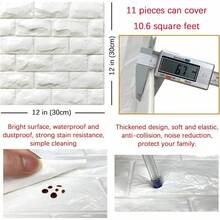 30PCS 3D Wall Panels Peel And Stick Faux Brick Wallpaper Pink Self Adhesive Foam Brick Paneling Faux Stone Wall Panels 30PCS, Pink - 11件+白色 - 查看 5