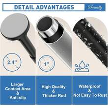 SUNALLY Shower Curtain Rod Adjustable 32-75 Inch, No Drilling No Slip No Rust, Spring Tension Shower Rods Stainless Steel Telescoping Curtain Rod For Bathroom Or Windows - Black-32-61 Inch - View 3