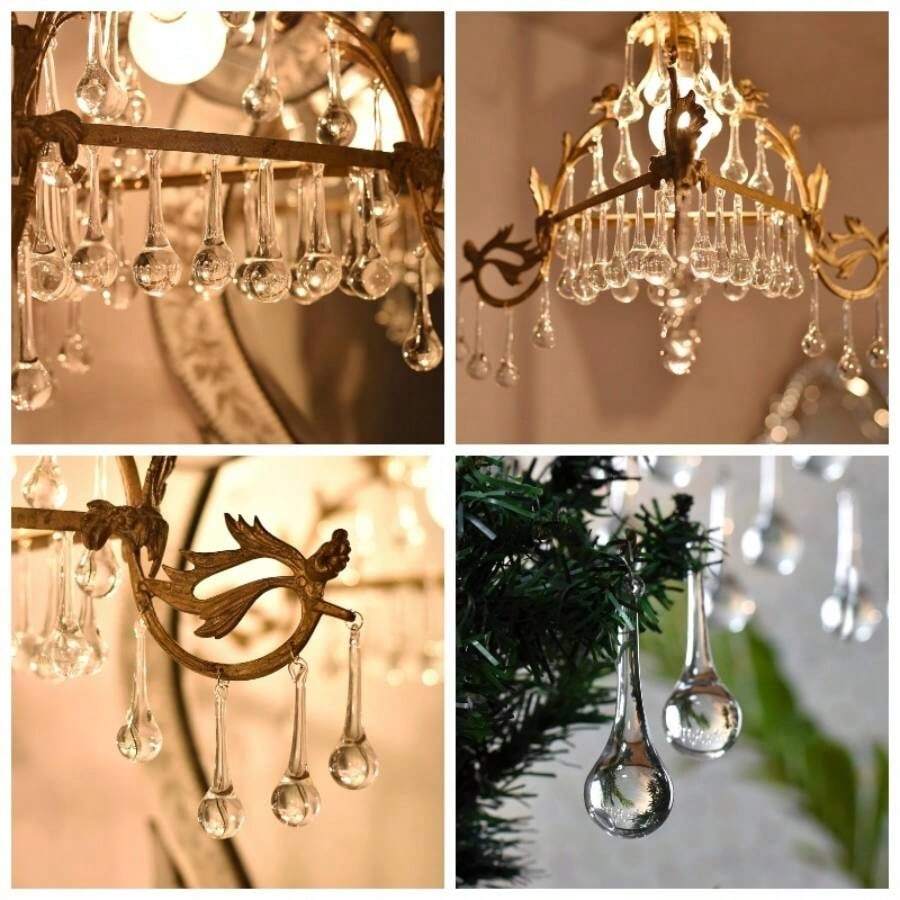 Adornos de cristal plateado, decoracin navidea vintage para el rbol, Halloween, Ao Nuevo, San Valentn, vacaciones, eventos y fiestas de boda, 25 piezas - Lágrima transparente - Ver 1