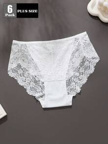 6pcs/Pack Plus Size Women's White Lace Panties - Sexy & Comfortable Underwear - Multicolor - View 3