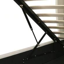 Upholstered, Wingback-Shaped Velvet Bed With Large Buttoned Seams, Double Bed 140 X 200 Cm, Functional Hydraulic Bed With Slatted Base And Storage Space, Underside Of The Bed Covered In A Black, Stain-Resistant Non-Woven Fabric, Grey - Beige - View 11