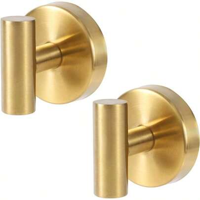 2pcs Suction Cup Hooks Shower, Stainless Steel Bathroom Hooks Towels Suction Hooks Kitchen Towel Hooks Bathroom Shower Hook Glass Mirror Window Wall Robe Clothes Wreath Gold