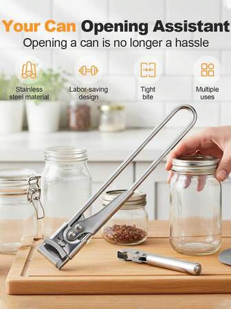 Adjustable Stainless Steel Jar Opener, 2026 New Multifunctional Stainless Steel Can Telescopic Opener, Jar Lid Opener For Weak Hands, Jar Lid Gripper Bottle Opener Kitchen Accessories, For Seniors, Kitchen Gadgets, Adjust The Grip Pad And Gear Of The Bottle Opener
