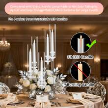 1pcs Elegant Clear Acrylic Candelabra Centerpieces,5-Arm Design With Shades, Perfect For Weddings Special Occasions, Durable, Lightweight, Fits 0.8" LED Candles (Candles Not Included),Candle Holders For  Party, Ceremony, Anniversary,Room Decor,Home Mother's Day Decoration - trong suốt - Xem 4