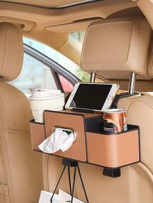 三合一汽车后座储物盒，2025新款多功能汽车座椅靠背储物盒，多功能汽车后座储物整理器 - 带2个杯架、纸巾盒、挂钩的汽车储物袋，适合旅行、自驾游和斋月礼物 - 彩色 - 查看 11