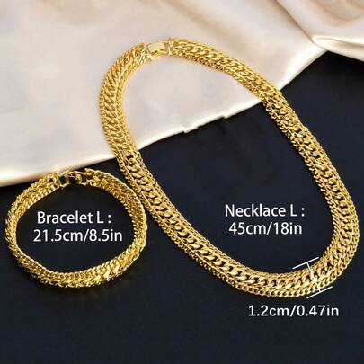 Juego de collar y pulsera chapado en oro de 24K, lujoso y elegante, de material de cobre, perfecto para el uso diario y celebraciones de las mujeres, regalo ideal para el Día de San Valentín