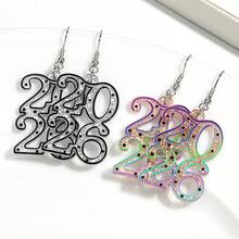 一对亚克力2026数字吊坠耳环，时尚首饰，女士派对佩戴礼物，新年饰品 - 耳環 - 查看 7